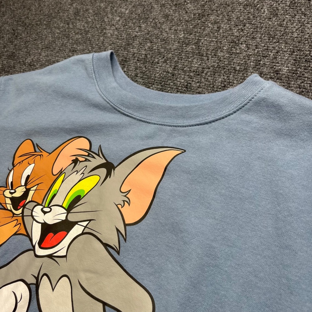Tom and Jerry Graphic Cartoon Nostalgia Blue Pullover Sweatshirt